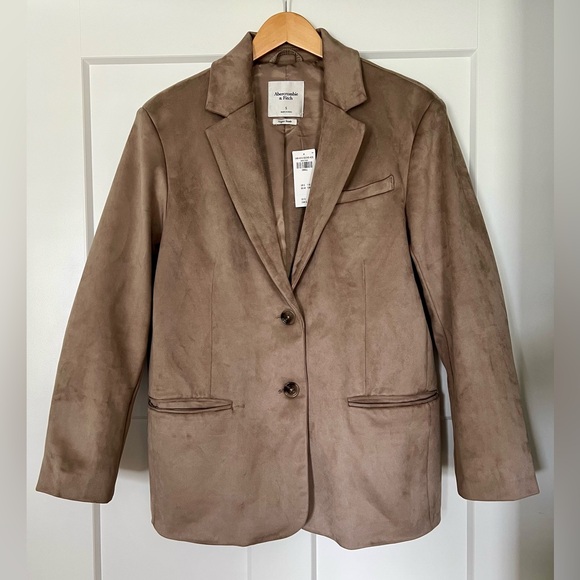 Abercrombie & Fitch Vegan Suede Slouchy Blazer, Size Small - Picture 2 of 5